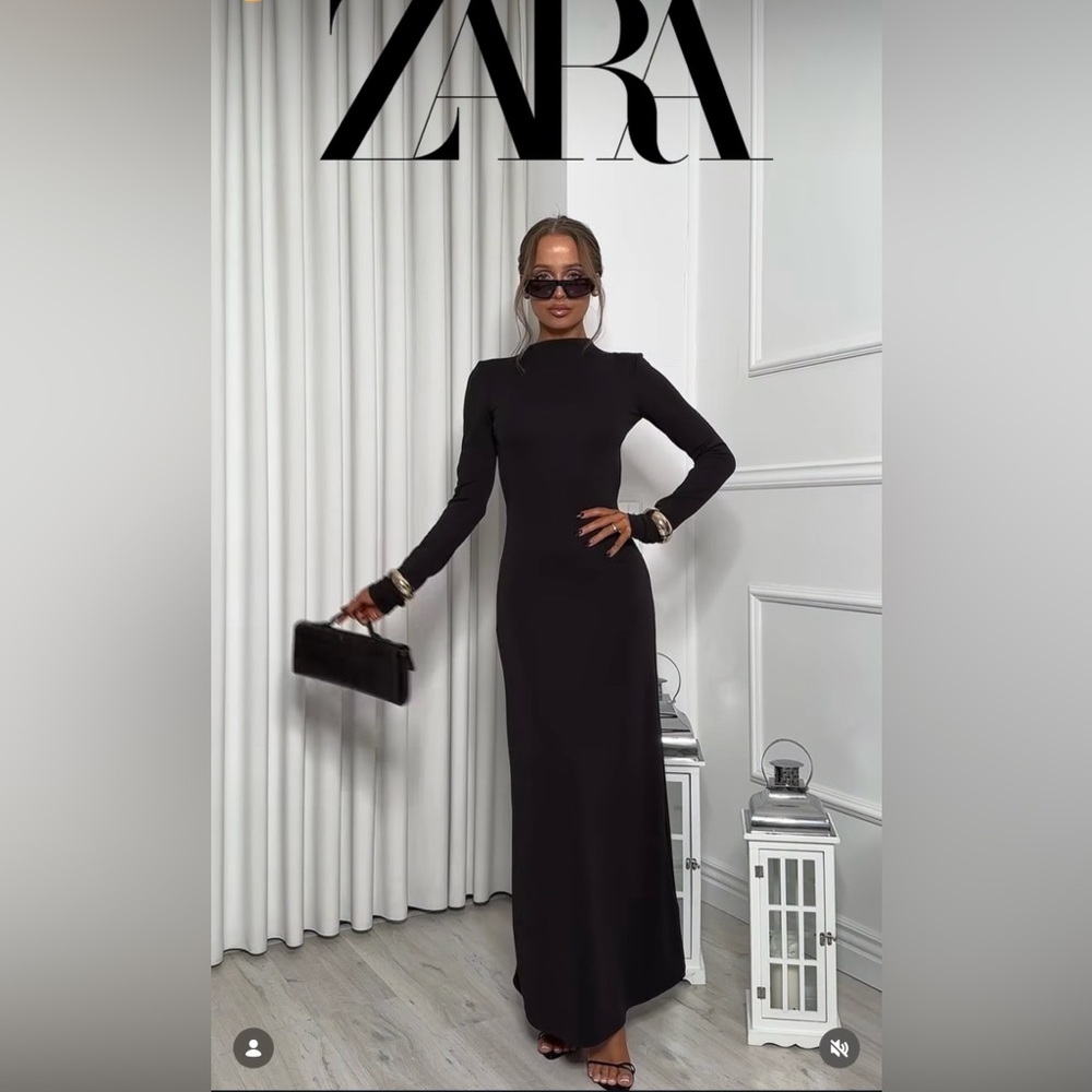 ZARA OPEN-BACK CREPE DRESS - Picture 4 of 12